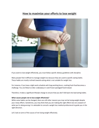 how to maximize your efforts to lose weight