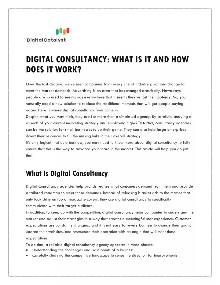 digital consultancy what is it and how does