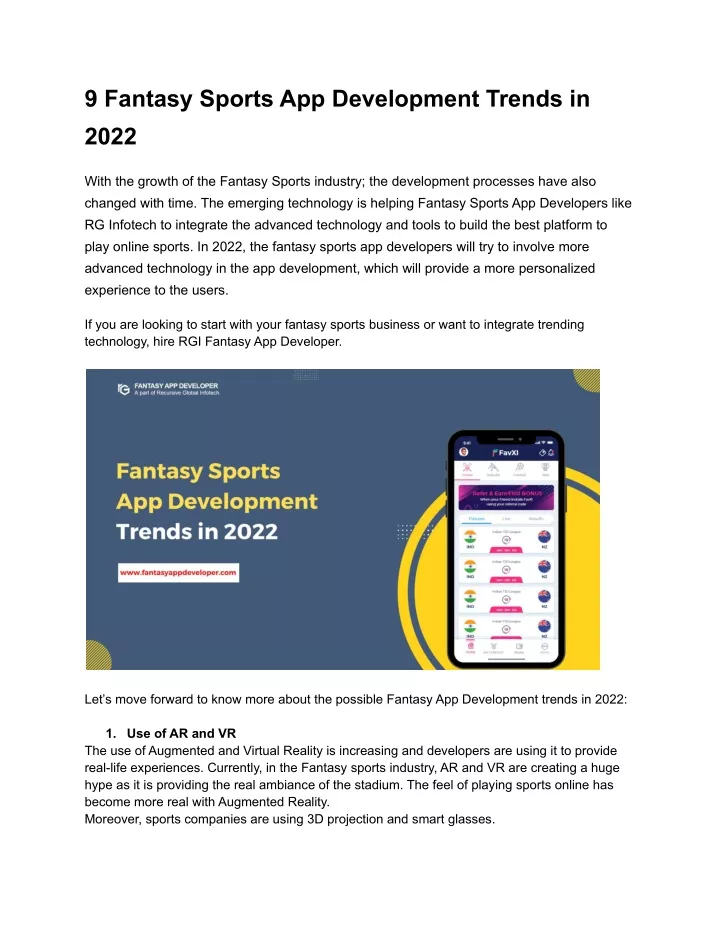 9 fantasy sports app development trends in 2022