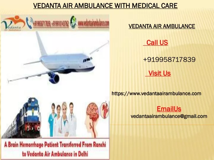 vedanta air ambulance with medical care