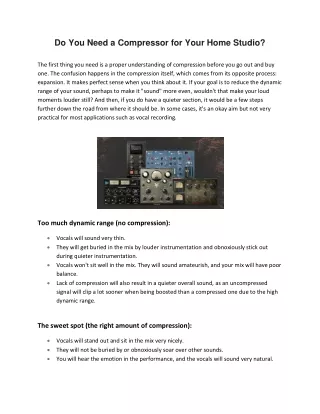 do you need a compressor for your home studio