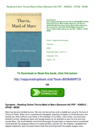 Reading Online Thuvia  Maid of Mars (Barsoom  #4) PDF - KINDLE - EPUB - MOBI