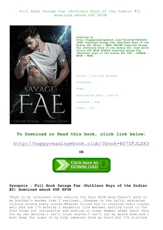 Full Book Savage Fae (Ruthless Boys of the Zodiac #2) download ebook PDF EPUB