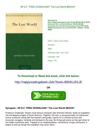 #P.D.F. FREE DOWNLOAD^ The Lost World $BOOK^