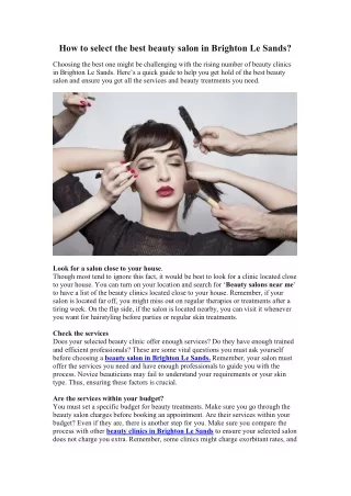 How to select the best beauty salon in Brighton Le