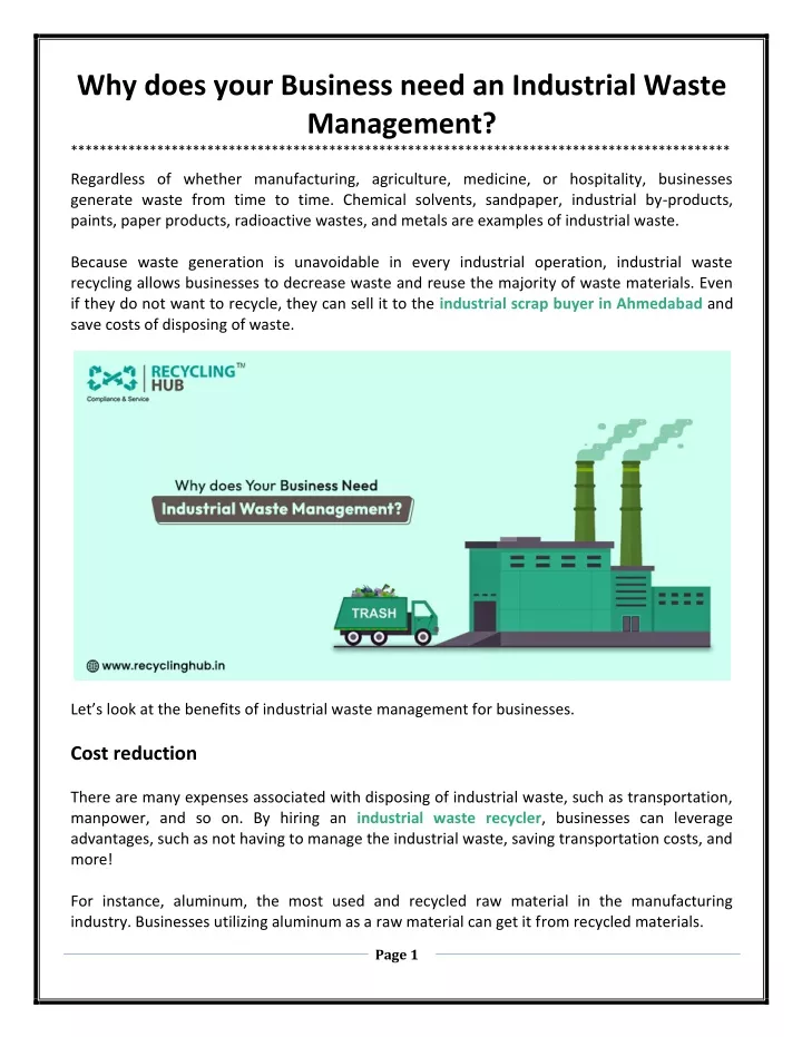 why does your business need an industrial waste