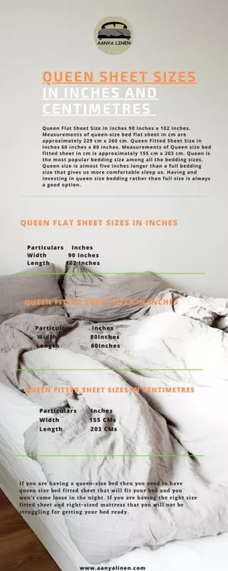 Queen Sheet Sizes in Inches and Centimetres