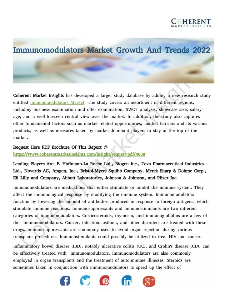 immunomodulators market growth and trends 2022