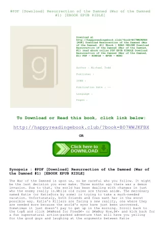 #PDF [Download] Resurrection of the  Damned (War of the Damned  #1) [EBOOK EPUB KIDLE]