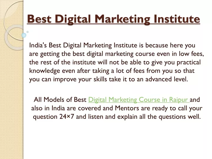 best digital marketing institute