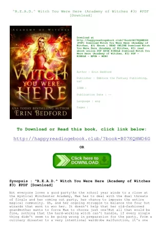 ^R.E.A.D.^ Witch You Were Here (Academy of Witches  #3) #PDF [Download]