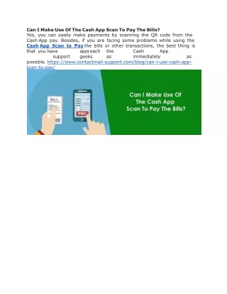 Can I Make Use Of The Cash App Scan To Pay The Bills