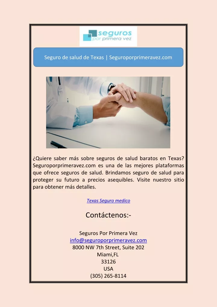 seguro de salud de texas seguroporprimeravez com