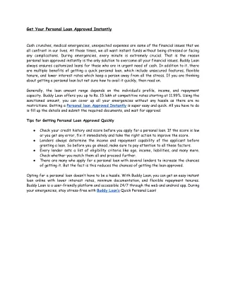get your personal loan approved instantly