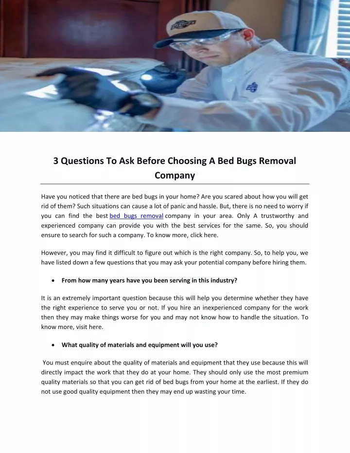 3 questions to ask before choosing a bed bugs