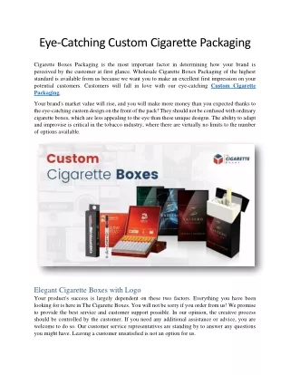 Eye-Catching Custom Cigarette Packaging