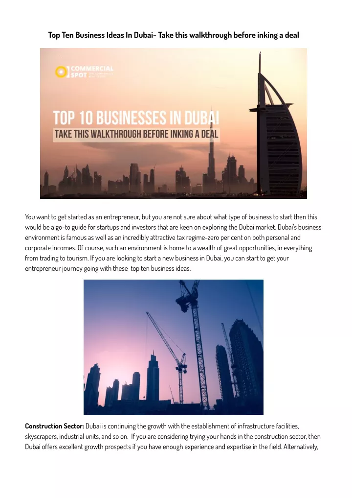 top ten business ideas in dubai take this