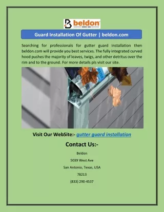 Guard Installation Of Gutter | beldon.com