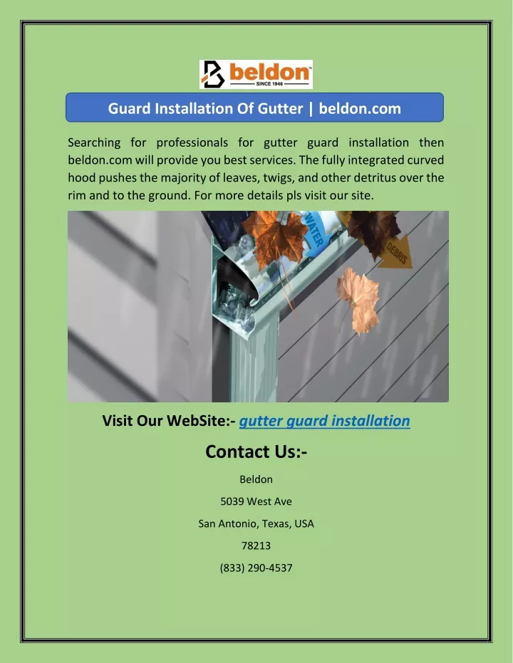 guard installation of gutter beldon com