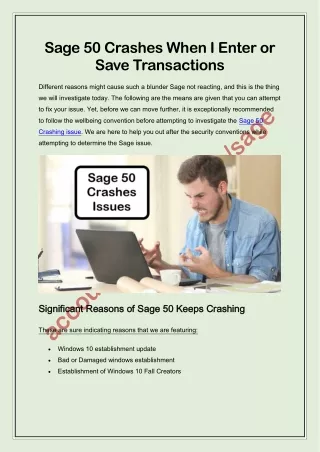 Sage 50 Keep crashing while opening Software