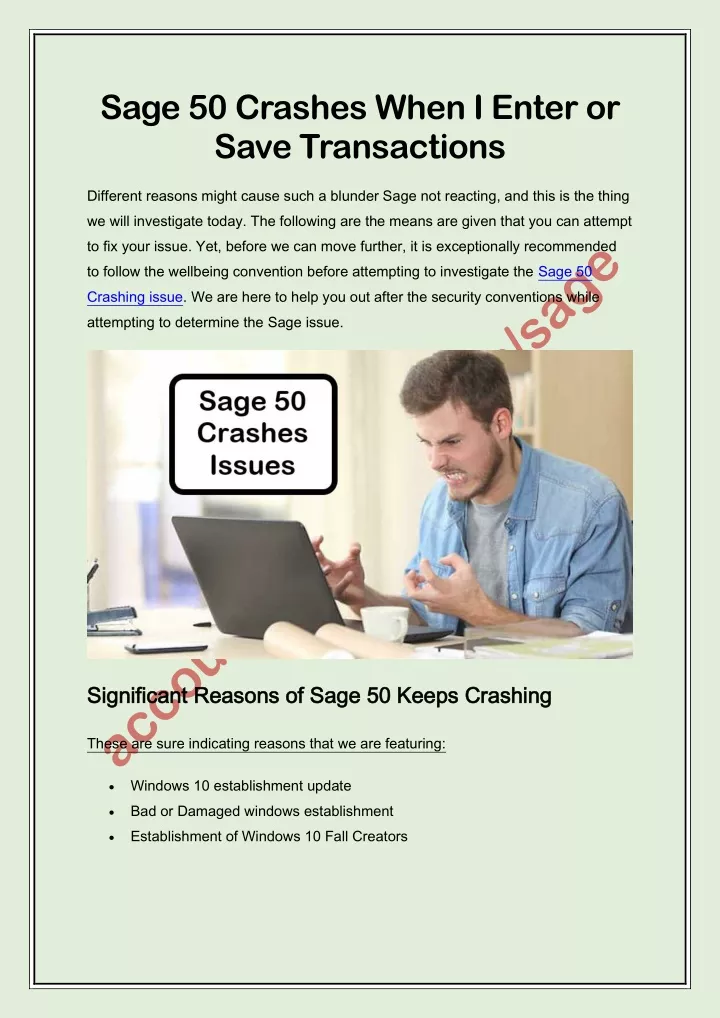 sage 50 crashes when i enter or save transactions
