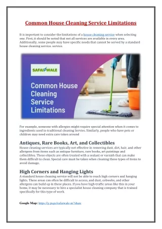 Common House Cleaning Service Limitations - safaiwale
