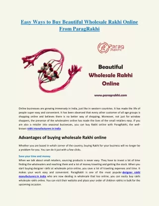 Buy Beautiful Wholesale Rakhi Online From Parag Rakhi