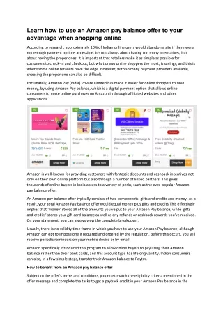 learn how to use an amazon pay balance offer