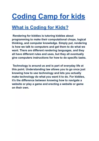 coding camp for kids