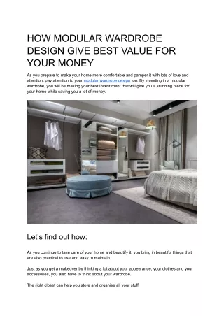 how modular wardrobe design give best value
