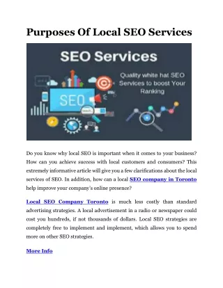 purposes of local seo services