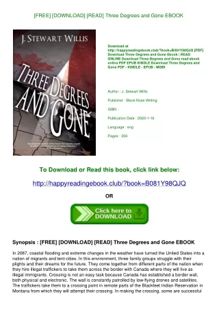 [FREE] [DOWNLOAD] [READ] Three Degrees and Gone EBOOK
