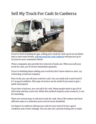 Sell My Truck For Cash In Canberra