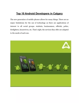 Top 10 Android Developers in Calgary