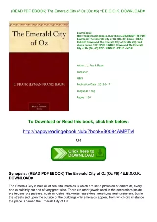 (READ PDF EBOOK) The Emerald City of Oz (Oz  #6) ^E.B.O.O.K. DOWNLOAD#
