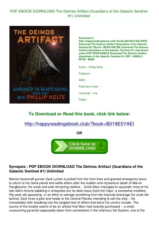 PDF EBOOK DOWNLOAD The Deimos Artifact (Guardians of the Galactic Sentinel #1) Unlimited