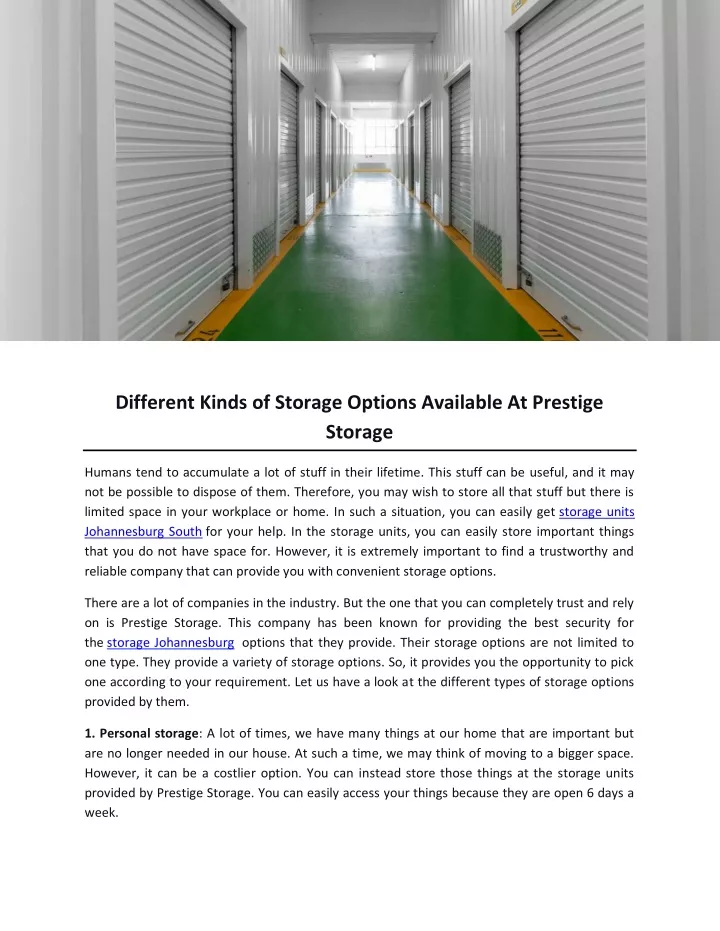 different kinds of storage options available