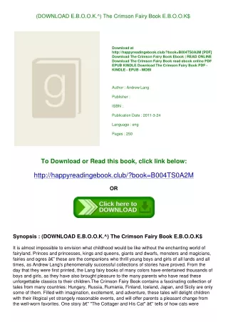 (DOWNLOAD E.B.O.O.K.^) The Crimson Fairy Book E.B.O.O.K$