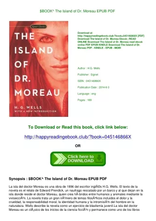 $BOOK^ The Island of Dr. Moreau EPUB  PDF
