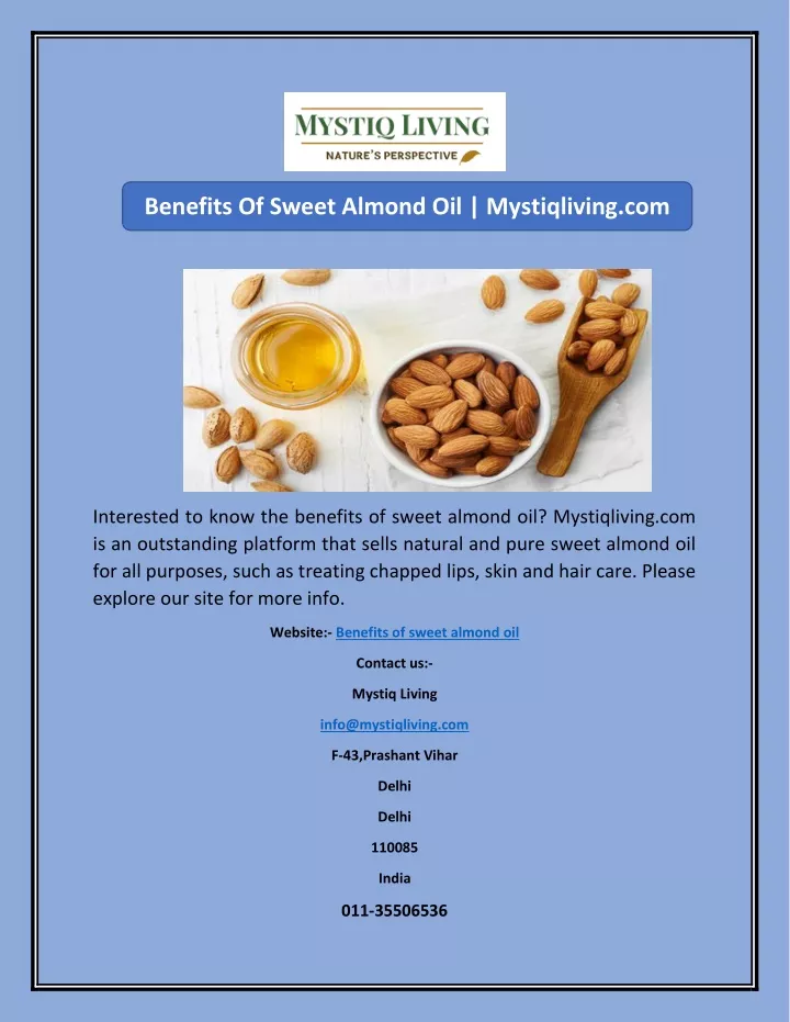 benefits of sweet almond oil mystiqliving com