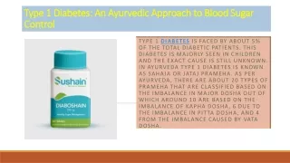 Type 1 Diabetes An Ayurvedic Approach to Blood Sugar Control
