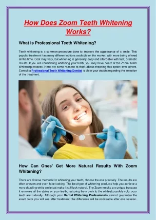 How Does Zoom Teeth Whitening Works