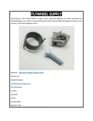 John Deere Model E Engine Parts  Flywheel-supply.com