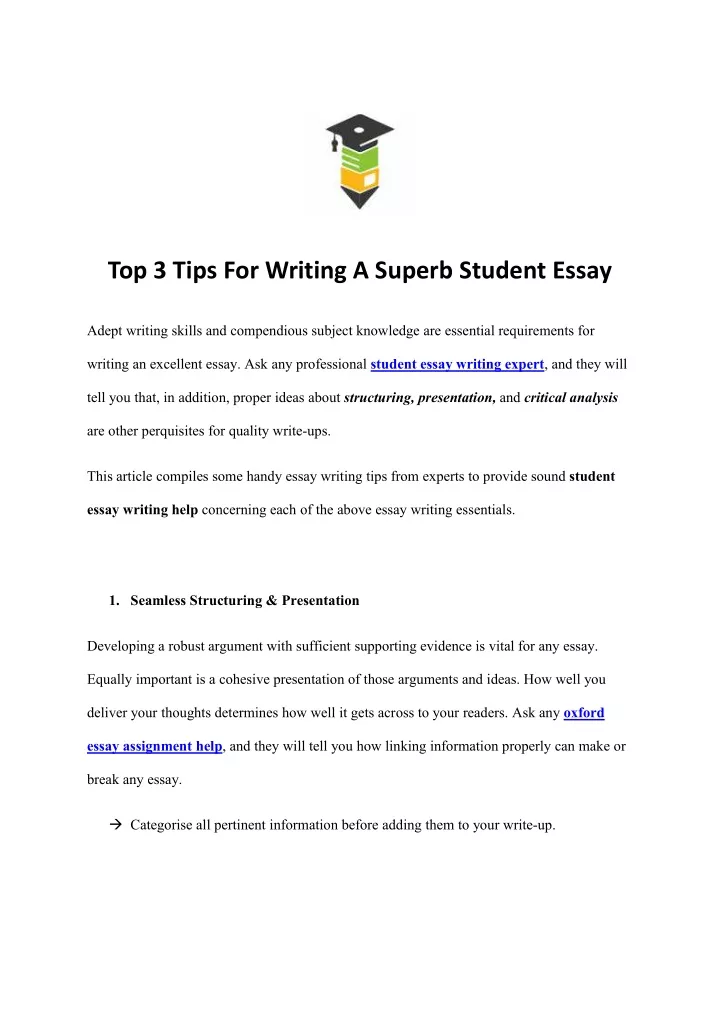 top 3 tips for writing a superb student essay