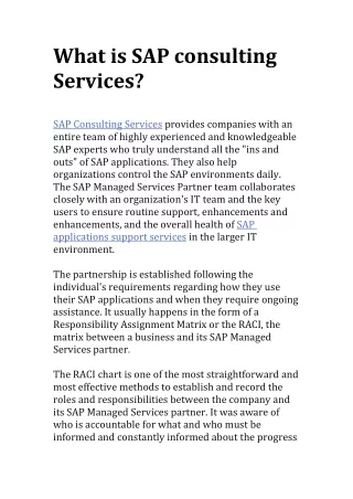 What is SAP consulting Service?
