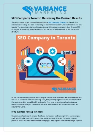 seo company toronto delivering the desired results