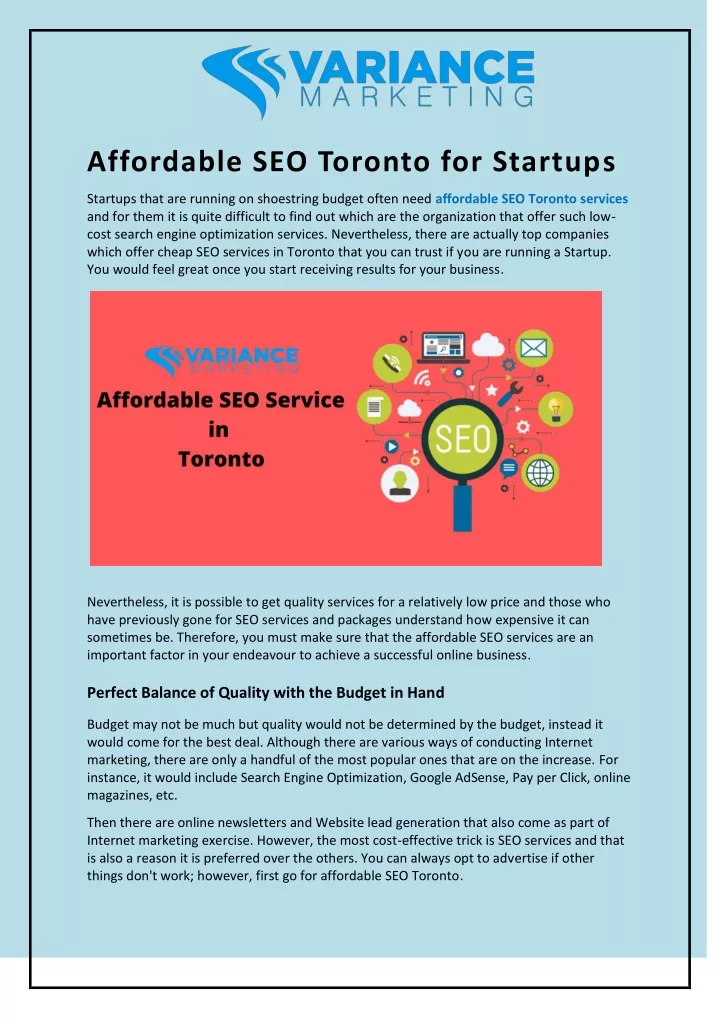 affordable seo toronto for startups