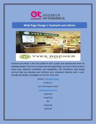 web page design easttech com hk en
