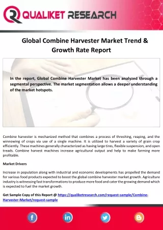 global combine harvester market trend growth rate