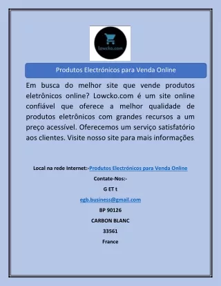 Produtos Electrónicos para Venda Online